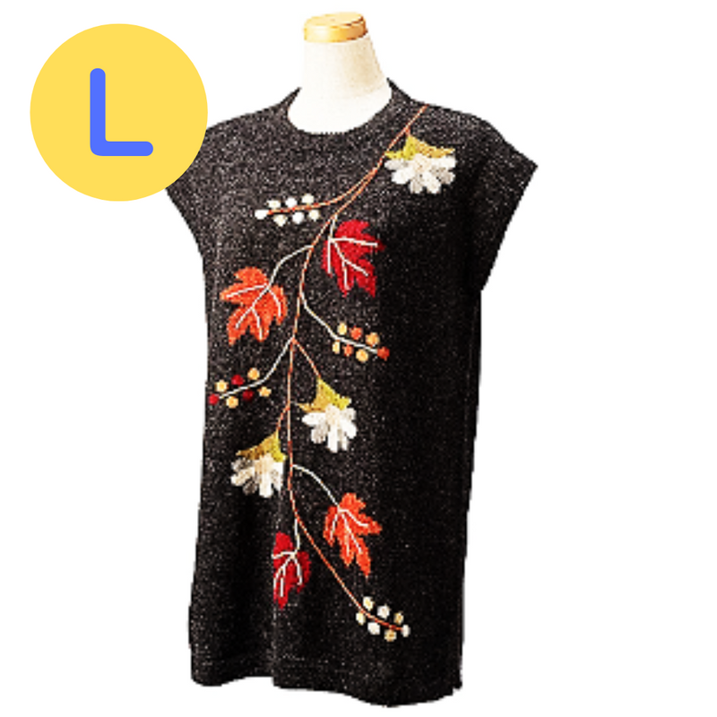 100% Alpaca Wool Tunic -Vine Flower and Tree Foliage Design (M, L) -Kurumira Shop