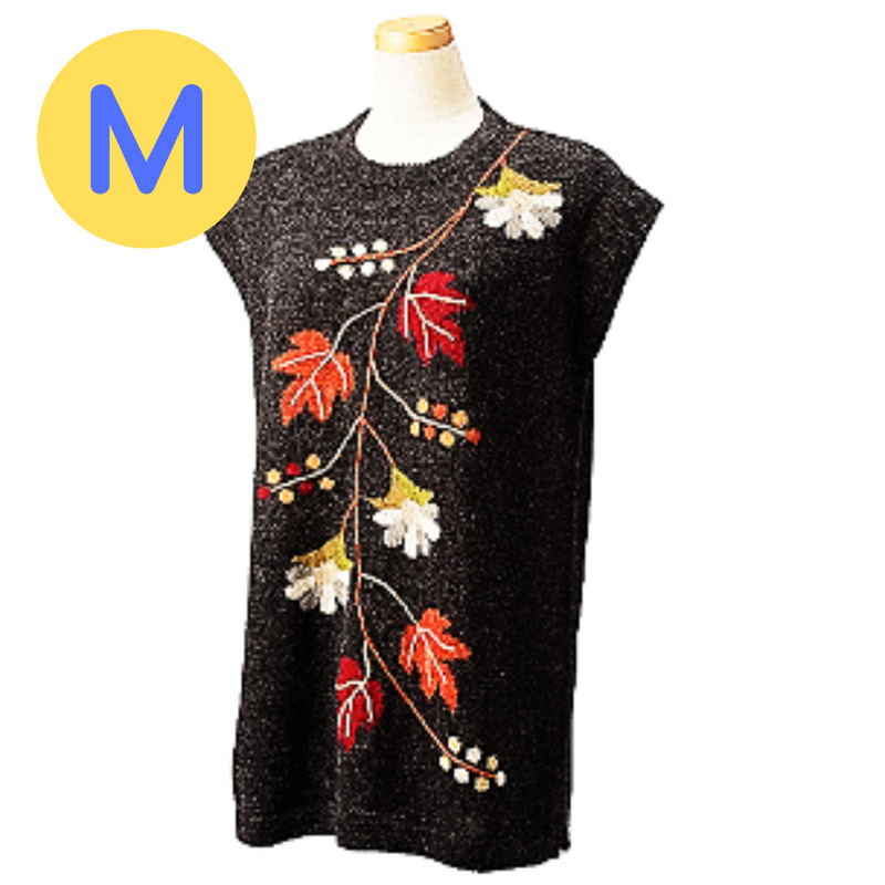 100% Alpaca Wool Tunic -Vine Flower and Tree Foliage Design (M, L) -Kurumira Shop