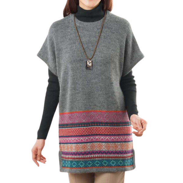 100% Alpaca Wool Tunic - Geometrical Patterns (M, L) - Kurumira Shop