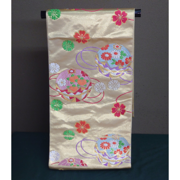 Obi for Shichi-Go-San Celebrations (For Children's Kimonos) 420cm / Silk 100% Woven in Japan - Kurumira Shop