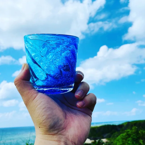 Ryukyurian Churaumi Rock Glass From Okinawa, Japan - Kurumira Shop