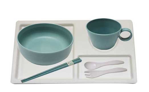 [Antibacterial Baby Tableware Set] Made of Bioplastic with Bamboo Powder Made in Japan - Kawasaki City Store