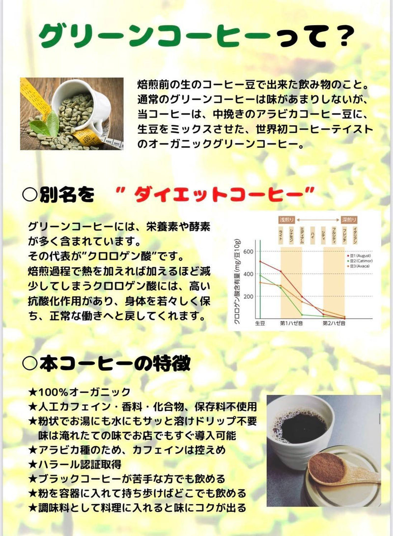 Aono coffee Green Coffee Organic Arabica Beans (medium roasted) extract for instant use 30g JAPAN - Kurumira Shop