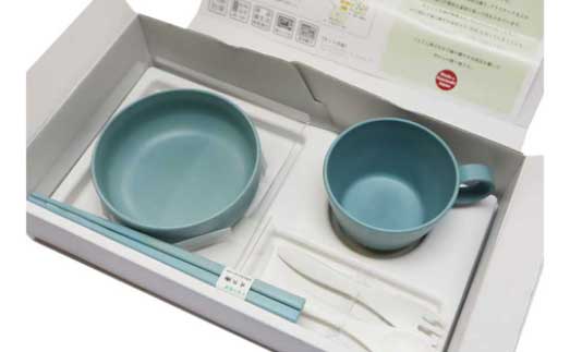 [Antibacterial Baby Tableware Set] Made of Bioplastic with Bamboo Powder Made in Japan - Kawasaki City Store