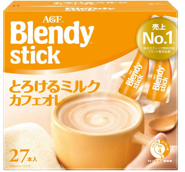 AGF Blendy Stick Melting Milk Cafe au Lait 27 Sticks (1 Box) Made in JAPAN - Tokyo Sakura Mall