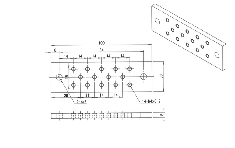 Cl100-1/2H Copper and Nickel-plated Earth Bar (100mm/30mm/5mm) Model No: H30-14 (10pcs) - Kurumira Shop