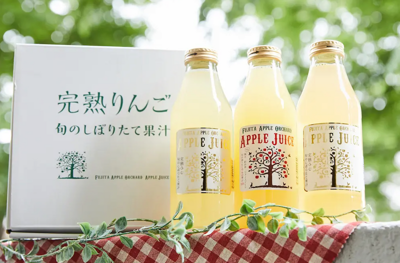 Premium Apple Juice Gift Set (3 Bottles, 460ml each) by Fujita Kanko Apple Orchard, Ibaraki Japan - Kurumira Shop