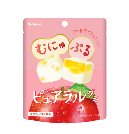 Kabaya Pureal Apple Gummies 58g Snack juteux aux fruits japonais Vraie purée de pomme - Tokyo Snack Land