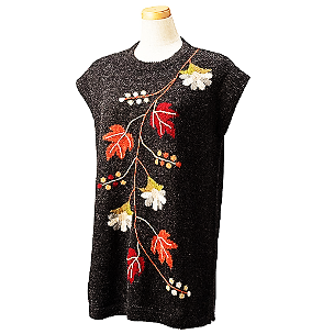 100% Alpaca Wool Tunic -Vine Flower and Tree Foliage Design (M, L) -Kurumira Shop