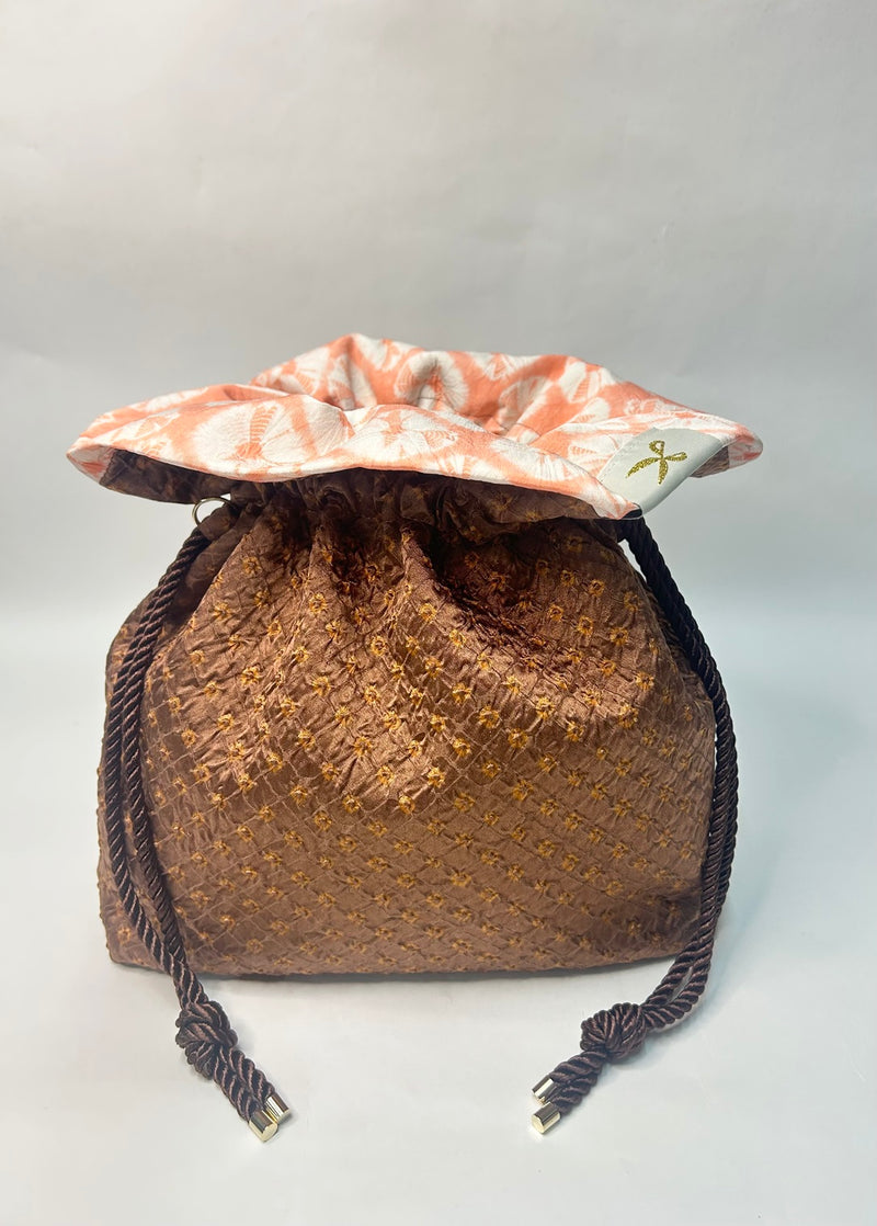 Kimono drawstring bag / Only One Bag due to recycled Kimono-  Gunma Store Japan