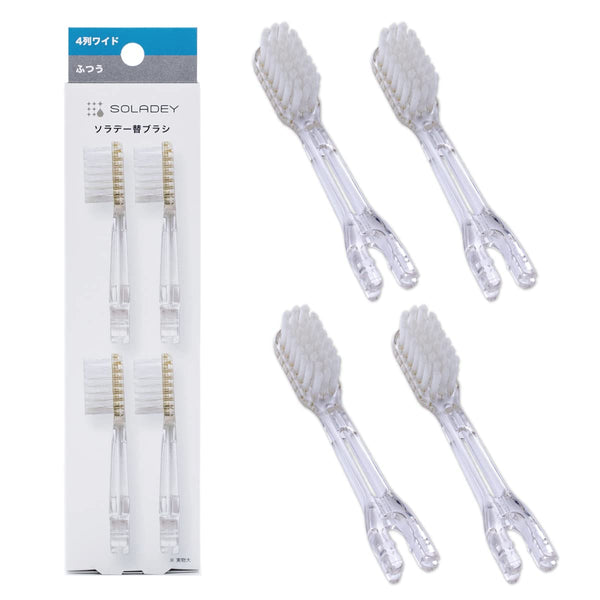 Soladey  Ionic Toothbrush Replacement Brush Heads Refill, 4 Count -4 Row Medium Bristle Made in JAPAN - Shiken