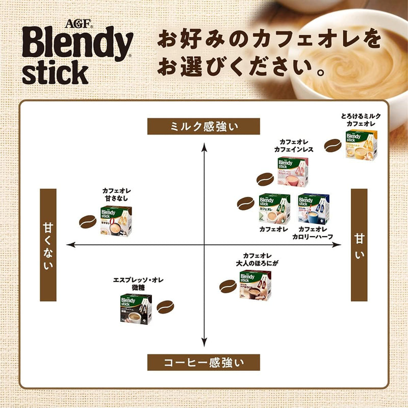 AGF Blendy Stick Cafe au Lait Espresso 27 sticks Made in JAPAN - Tokyo Sakura Mall