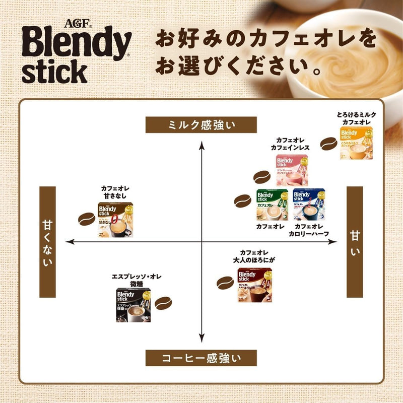 AGF Blendy Caramel Cafe au Lait 8 Stick x 6 Bags Made in JAPAN - Tokyo Sakura Mall