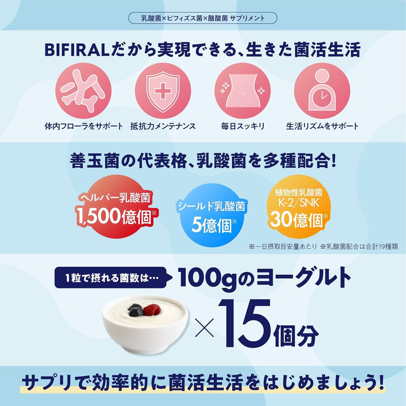 BIFIRAL Supplement (Lactic Acid Bacteria Bifidobacteria Butyric Acid Bacteria) 30 Days Supply Made in Japan - Tokyo Sakura Mall