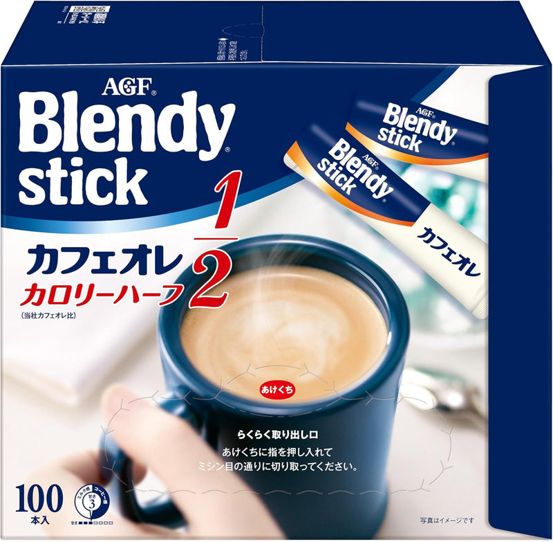 AGF Blendy Stick Cafe au Lait Calorie Half 100 Stick Coffee Sugar Off - Tokyo Sakura Mall