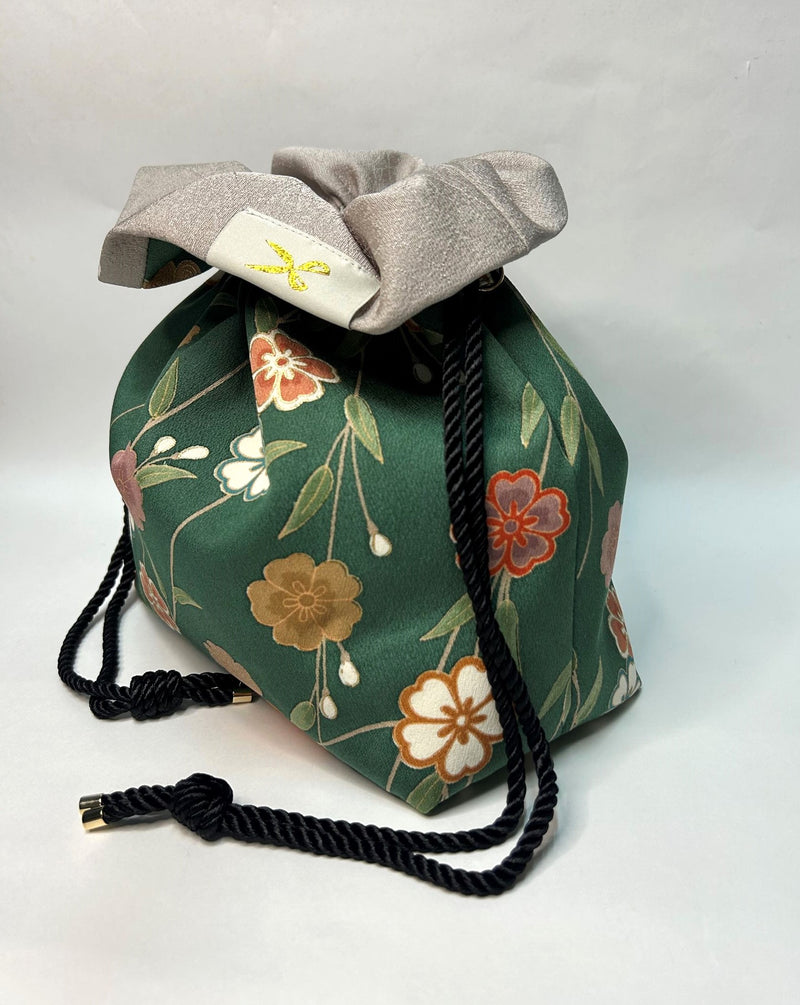 Kimono drawstring bag / Only One Bag due to recycled Kimono-  Gunma Store Japan