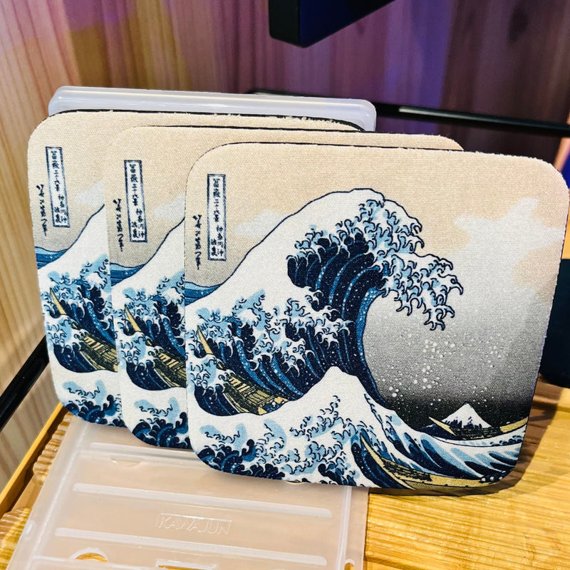 HOKUSAI Non-Slip Coaster Neoprene Material The Great Wave off Kanagawa - SCHON Japan