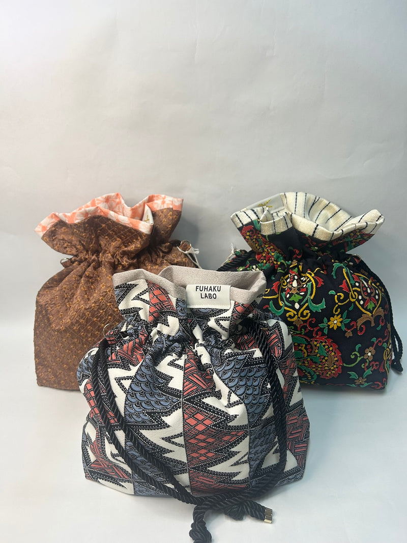 Kimono drawstring bag / Only One Bag due to recycled Kimono-  Gunma Store Japan