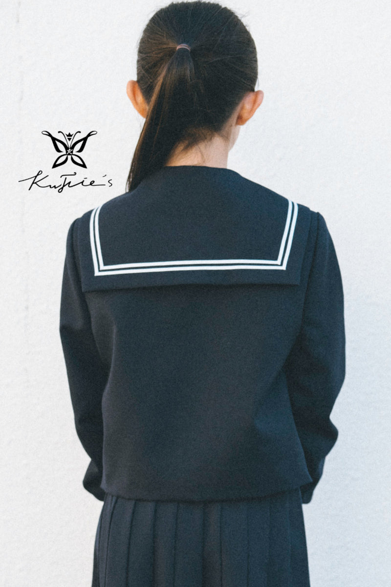 KuFie's Authentic Japanese High-School Girl's Sailor Uniform - Custom-Made Pullover Style for Winter, High-Quality School Apparel from Shizuoka, Japan