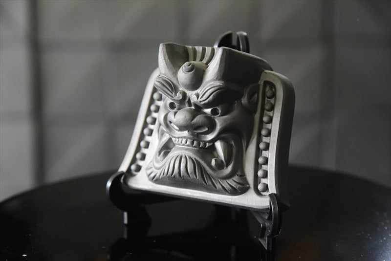 Tabletop Oni-Gawara Tile 'Oni Men-Mask' IK-Ⅰ , Made in Japan - Kurumira Shop