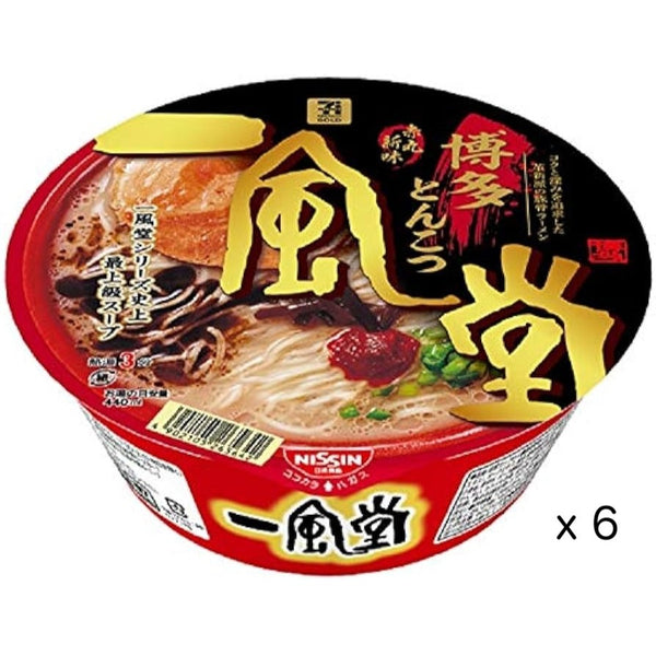 NISSIN IPPUDO Ramen Authentic Akamaru New Hakata Tonkotsu 127g x 6cup Japan - Tokyo Sakura Mall