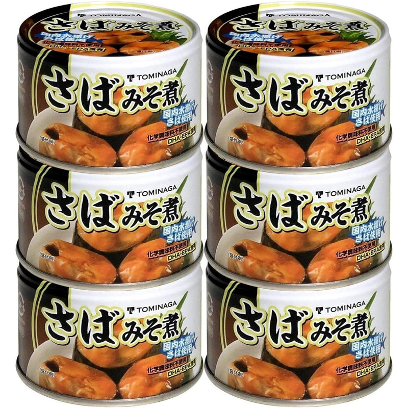 TOMINAGA Saba no Misoni Mackerel in Miso Sauce Canned DHA & EPA JAPAN 150g × 6 Cans - Tokyo Sakura Mall