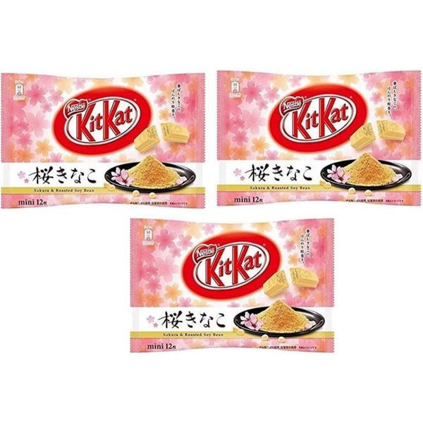 Kit Kat Mini Sakura Kinako Flavor 12-Piece Pack x 3 Bags (Set of 3) Limited Version Made in JAPAN - Tokyo Sakura Mall