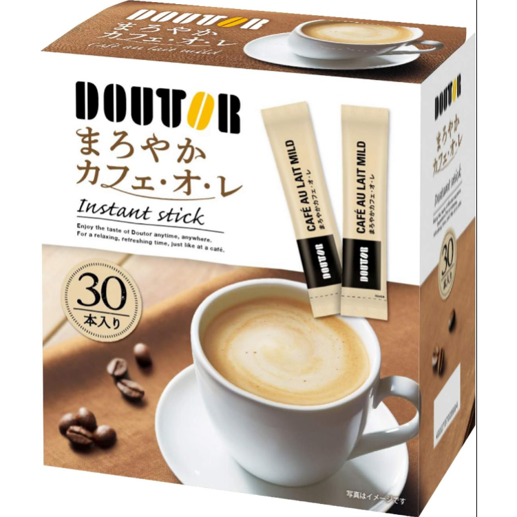 Doutor Coffee Stick Mild Café au Lait (Coffee Milk) 30 Pack Made in Japan - Tokyo Sakura Mall