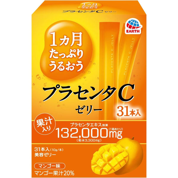 Earth Chemical Rich Moist Placenta C Jelly Mango Flavor (1-Month Supply 10g x 31 Sticks) Made in Japan - Tokyo Sakura Mall