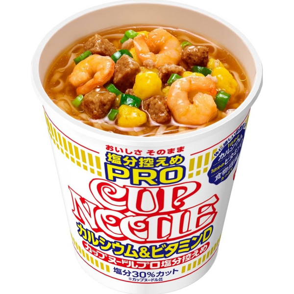 Cup Noodle Low-Sodium PRO with Daily Calcium & Vitamin D High in Fiber JAPAN 73g × 12 Cups - Tokyo Sakura Mall