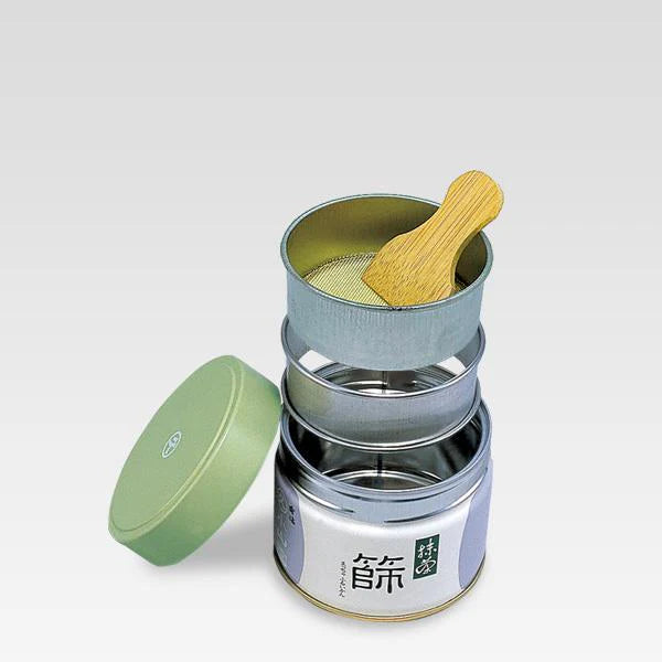 Marukyu Koyamaen Matcha Can-Shaped Sifting Can Set (can, strainer, spatula set) From Japan - The Japan Pride