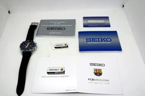 Very Rare Near Mint Seiko Watch Sportura FC Barcelona w/box paper Used F/S - The Japan Pride