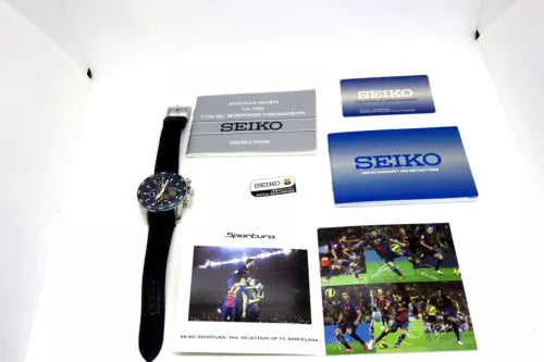 Very Rare Near Mint Seiko Watch Sportura FC Barcelona w/box paper Used F/S - The Japan Pride