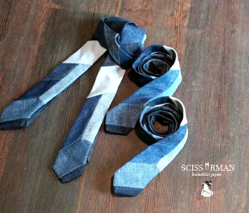 New Patchwork Denim Necktie masterpiece by craftsmen Made in Kurashiki Japan - The Japan Pride