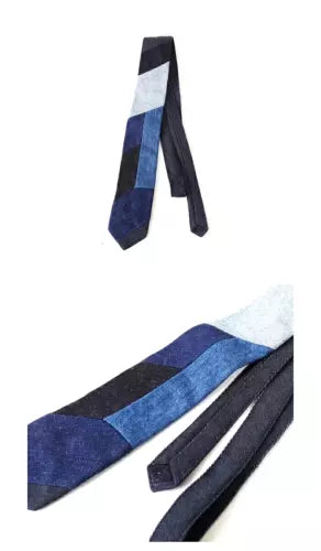 New Patchwork Denim Necktie masterpiece by craftsmen Made in Kurashiki Japan - The Japan Pride