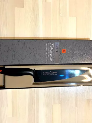 SUMIKAMA Kasumi Titanium coated sword-shaped kitchen knife blue New - The Japan Pride