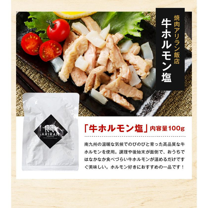 Retort Beef Hormone Salt 100g x 2Pack Aroma Flavor Premium Hormone Easily Arirang Hanten Made in JAPAN - Kurumira